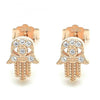 Arete Dormilona 02.336.0147.1 Plata Rodinada, Diseño de Mano de Dios, con Micro Pave Blanca, Pulido, Oro Rosado