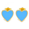 Arete Dormilona 02.213.0218.1 Oro Laminado, Diseño de Corazon, Esmaltado Azul, Dorado