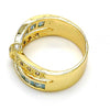 Anillo Multi Piedra 01.210.0045.13.08 Oro Laminado, con Zirconia Cubica Aguamarina y Blanca, Pulido, Dorado