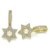Argolla Huggie 02.210.0472.15 Oro Laminado, Diseño de Estrella de Davi, con Micro Pave Blanca, Pulido, Dorado