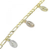 Pulsera de Dije 03.351.0120.08 Oro Laminado, Diseño de Guadalupe, Pulido, Tricolor
