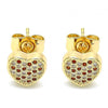 Arete Dormilona 02.156.0488.1 Oro Laminado, Diseño de Corazon, con Micro Pave Granate y Blanca, Pulido, Dorado