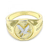 Anillo de Hombre 01.351.0013.10 Oro Laminado, Diseño de Aguila, Pulido, Dos Tonos
