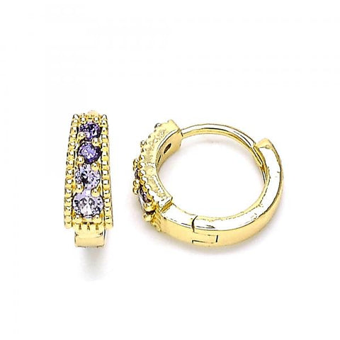 Argolla Huggie 02.210.0639.2.12 Oro Laminado, con Zirconia Cubica Amatista, Pulido, Dorado