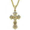 Dije Religioso 05.351.0026 Oro Laminado, Diseño de Crucifijo, con Cristal Blanca, Pulido, Dorado