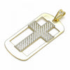 Dije Religioso 05.09.0065 Oro Laminado, Diseño de Cruz, Pulido, Dorado
