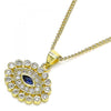 Collares con Dije 04.156.0397.20 Oro Laminado, Diseño de Ojo Griego, con Micro Pave Zafiro Azul y Blanca, Pulido, Dorado