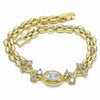 Pulsera Elegante 03.357.0013.07 Oro Laminado, con Zirconia Cubica Blanca, Pulido, Dorado