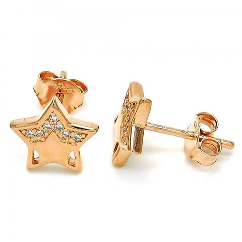 Arete Dormilona 02.336.0042.1 Plata Rodinada, Diseño de Estrella, con Micro Pave Blanca, Pulido, Oro Rosado