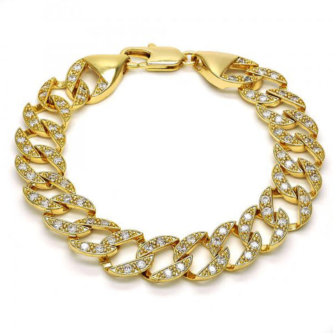 Pulsera Elegante 03.284.0005.09 Oro Laminado, con Zirconia Cubica Blanca, Pulido, Dorado