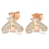 Arete Dormilona 02.336.0129.1 Plata Rodinada, Diseño de Abeja, con Zirconia Cubica Blanca, Pulido, Oro Rosado