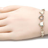 Pulsera Elegante 03.233.0023.08 Oro Laminado, Diseño de Corazon, con Cristal Negro y Blanca, Pulido, Dorado