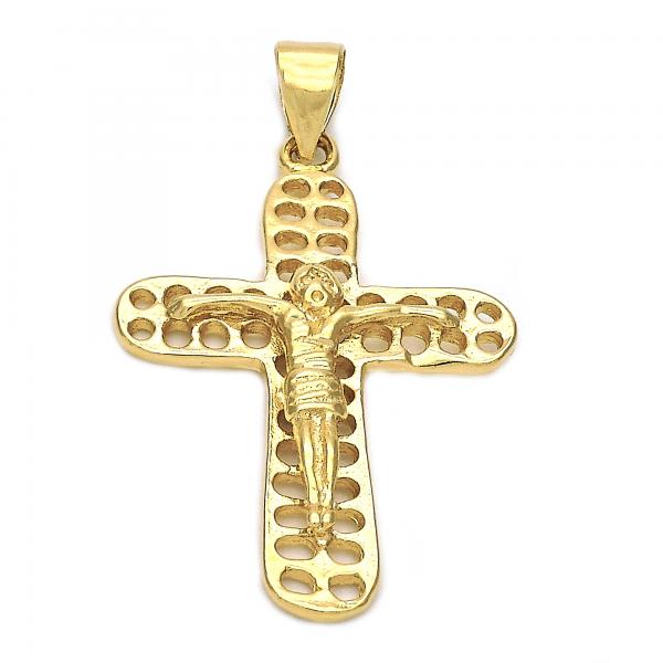 Dije Religioso 5.188.011 Oro Laminado, Diseño de Crucifijo, Pulido, Dorado