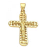 Dije Religioso 5.188.011 Oro Laminado, Diseño de Crucifijo, Pulido, Dorado