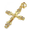 Dije Religioso 05.253.0048 Oro Laminado, Diseño de Crucifijo, con Zirconia Cubica Granate y Blanca, Pulido, Dorado
