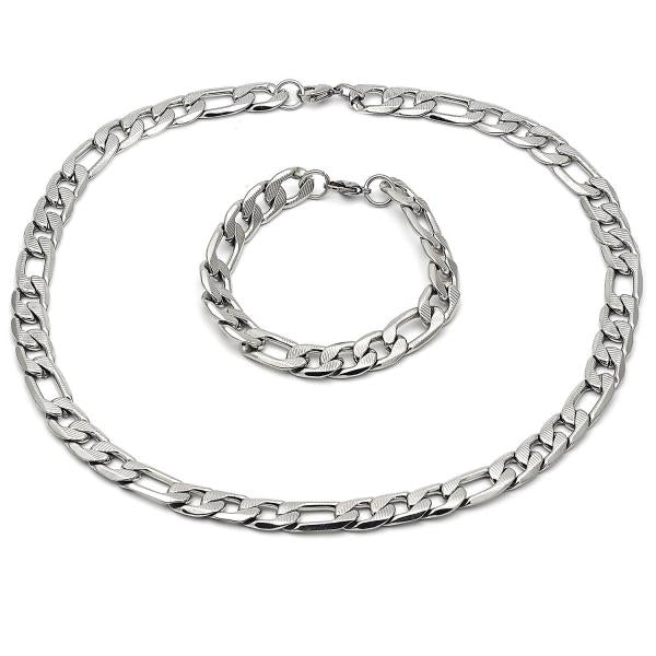 Collar y Pulso 06.116.0043 Acero Inoxidable, Diseño de Figaro, Diamantado, Acero