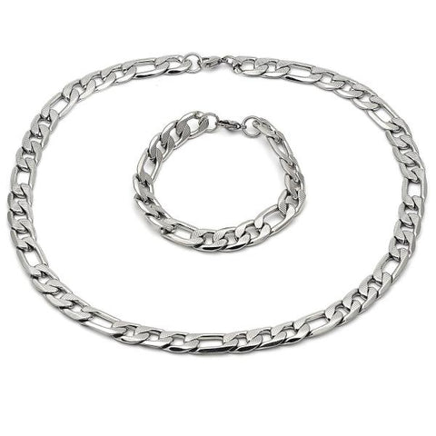 Collar y Pulso 06.116.0043 Acero Inoxidable, Diseño de Figaro, Diamantado, Acero