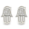 Arete Dormilona 02.336.0133 Plata Rodinada, Diseño de Mano de Dios, con Zirconia Cubica Blanca, Pulido, Rodinado