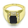 Anillo de Hombre 01.266.0016.1.12 Oro Laminado, con Zirconia Cubica Negro y Blanca, Pulido, Dorado