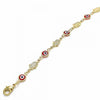 Pulsera Elegante 03.326.0007.08 Oro Laminado, Diseño de Ojo Griego y Mano de Dios, Diseño de Ojo Griego, Resinado Rojo, Dorado