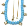 Collares con Dije 04.32.0008.18 Oro Laminado, Diseño de Corazon y Cola de Raton, Diseño de Corazon, Resinado Azul, Dorado