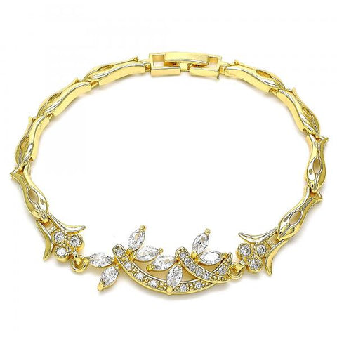 Pulsera Elegante 03.210.0119.3.07 Oro Laminado, Diseño de Libelula y Pescado, Diseño de Libelula, con Zirconia Cubica Blanca y Micro PaveBlanca, Pulido, Dorado