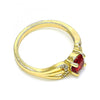 Anillo Multi Piedra 01.284.0052.1.09 Oro Laminado, con Zirconia Cubica Granate y Blanca, Pulido, Dorado