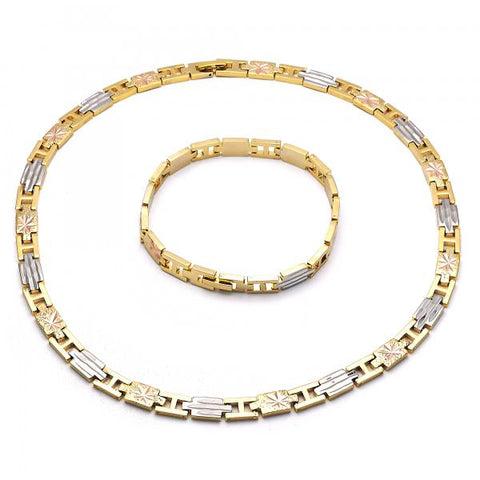Collar y Pulso 06.102.0004 Oro Laminado, Diamantado, Tricolor