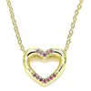 Collares con Dije 04.156.0329.1.20 Oro Laminado, Diseño de Corazon, con Micro Pave Rubi, Pulido, Dorado