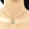 Collares con Dije 04.156.0390.20 Oro Laminado, Diseño de Ojo Griego, con Micro Pave Zafiro Azul y Blanca, Pulido, Dorado