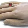 Anillo de Hombre 01.266.0016.12 Oro Laminado, con Zirconia Cubica Granate y Blanca, Pulido, Dorado