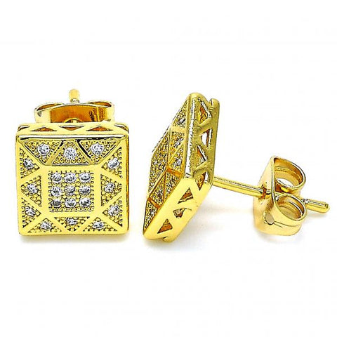 Arete Dormilona 02.342.0036 Oro Laminado, con Micro Pave Blanca, Pulido, Dorado