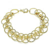 Pulsera de Dije 03.331.0184.08 Oro Laminado, Diseño de Chunky, Pulido, Dorado