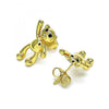 Arete Dormilona 02.156.0648 Oro Laminado, Diseño de Osito, con Micro Pave Negro, Pulido, Dorado