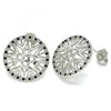 Arete Dormilona 02.233.0018.4 Rodio Laminado, con Micro Pave Negro y Blanca, Pulido, Rodinado