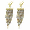 Arete Largo 02.351.0038 Oro Laminado, con Cristal Blanca, Pulido, Dorado