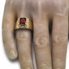 Anillo de Hombre 01.266.0016.12 Oro Laminado, con Zirconia Cubica Granate y Blanca, Pulido, Dorado
