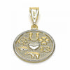 Dije Religioso 03.32.0245 Oro Laminado, Diseño de Trebol de Cuatro Hojas y Ojo Griego, Diseño de Trebol de Cuatro Hojas, Mate, Dos Tonos