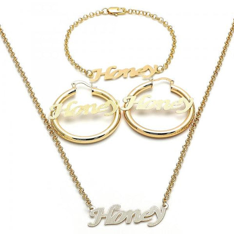 Collar, Pulso y Arete 06.63.0250 Oro Laminado, Pulido, Dorado