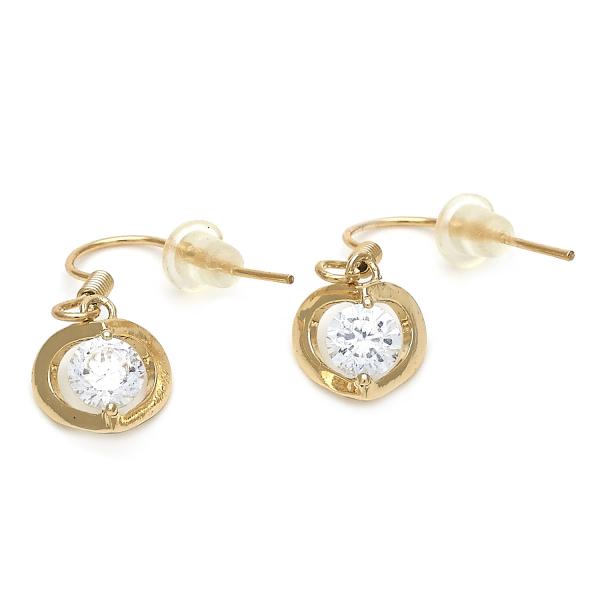 Arete Colgante 02.171.0031 Oro Laminado, Diseño de Corazon, con Zirconia Cubica , Pulido, Dorado