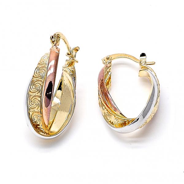 Argolla Mediana 5.156.001 Oro Laminado, Diseño de Torcido y Espiral, Diseño de Torcido, Diamantado, Tricolor