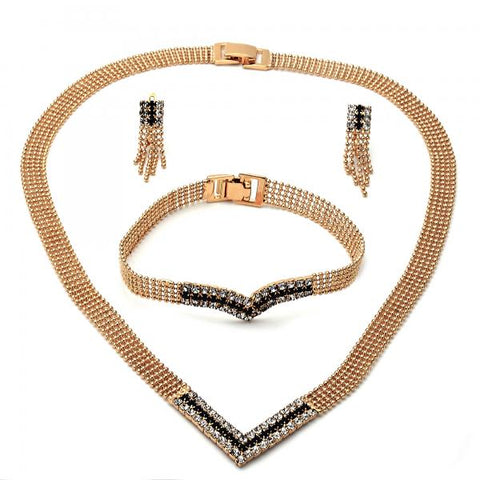 Collar, Pulso y Arete 5.014.003 Oro Laminado, con Zirconia Cubica , Dorado