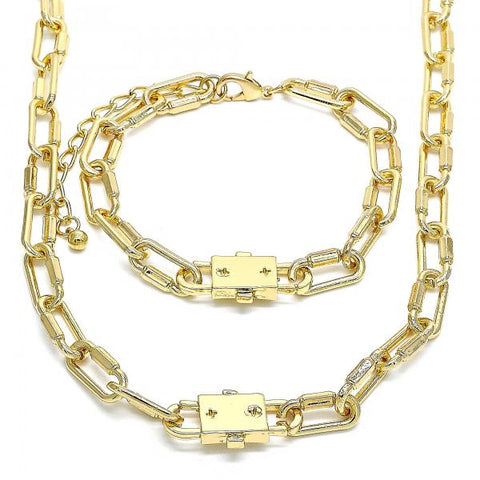 Collar y Pulso 06.321.0001 Oro Laminado, Diseño de Chunky, Pulido, Dorado