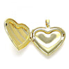 Dije Relicario 05.117.0026 Oro Laminado, Diseño de Corazon, Pulido, Dorado