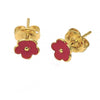 Arete Dormilona 5.126.059 *PROMO* Oro Laminado, Diseño de Flor, Esmaltado Rojo, Dorado