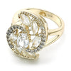 Anillo Multi Piedra 01.210.0107.06 Oro Laminado, con Zirconia Cubica Blanca, Pulido, Dorado