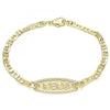 Pulsera con Placa 03.63.2157.06 Oro Laminado, Diseño de Mariner, Pulido, Dorado