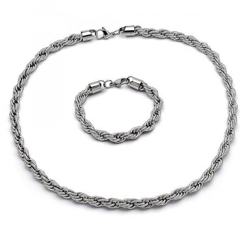 Collar y Pulso 06.278.0008 Acero Inoxidable, Diseño de Rope, Pulido,