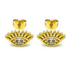 Arete Dormilona 02.341.0028 Oro Laminado, Diseño de Ojo Griego, con Zirconia Cubica Blanca, Pulido, Dorado