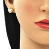 Arete Dormilona 02.156.0525.1 Oro Laminado, Diseño de Corazon, con Micro Pave Granate y Blanca, Pulido, Dorado
